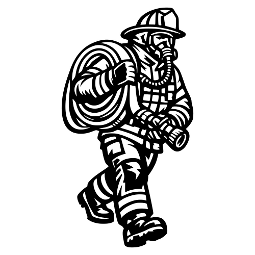 Firefighter with Hose in Action - Vector Graphics - Digital File Digital My Custom Designs PDF
