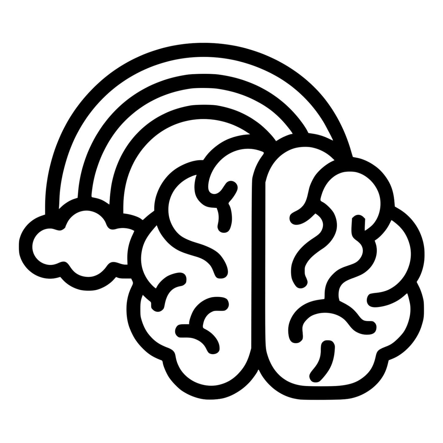 Cartoon Rainbow Brain - Digital File - XCS Friendly Digital My Custom Designs PNG