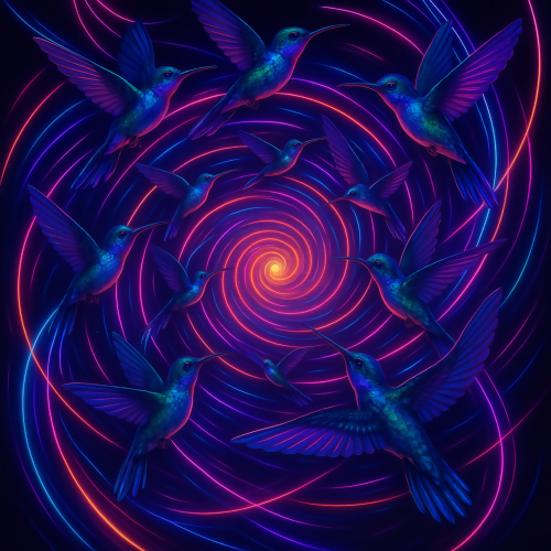 Animal and Wildlife - Vortex Of Hummingbirds With Neon Trails - Pattern - Digital File Digital My Custom Designs PDF