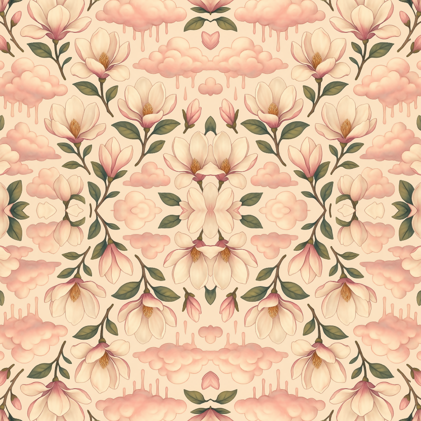 Floral and Botanical - Light Drip Magnolia Clouds - Pattern - Digital File Digital My Custom Designs PDF