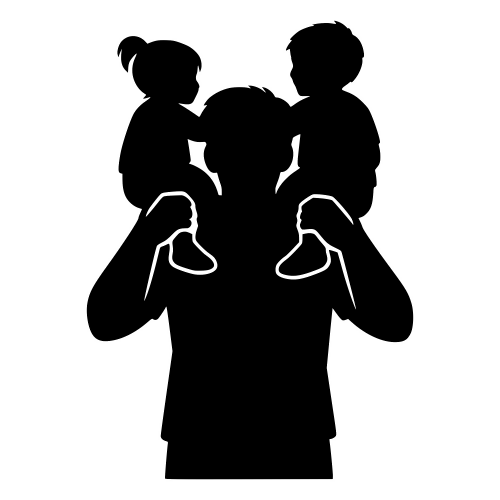 Father Carrying Children on Shoulders - Vector Graphics - Digital File Digital My Custom Designs PDF
