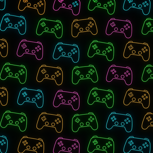 Technology and Digital - Gaming Controller Outlines With Glowing LEDs - Pattern - Digital File Digital My Custom Designs PDF