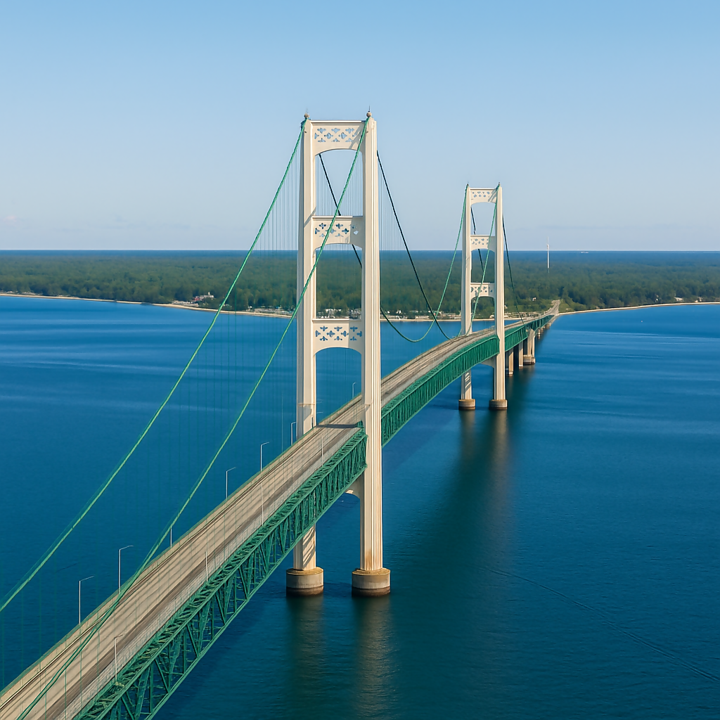 Mackinac Bridge - Upper Peninsula - Michigan United States - Rendered - Digital File Digital My Custom Designs PDF