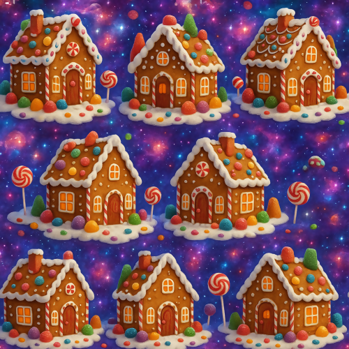Holiday and Seasonal - Candy Galaxy Gingerbread Houses - Pattern - Digital File Digital My Custom Designs PDF