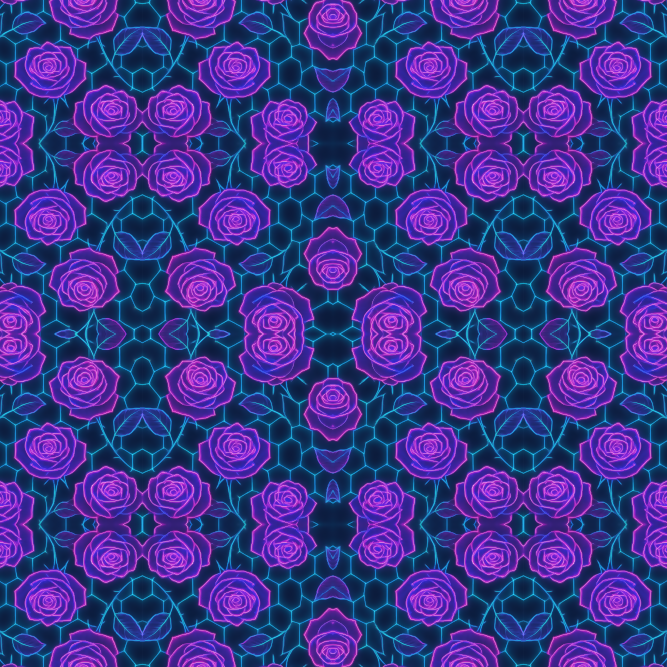 Floral Geometric Fusion - Neon Roses Intertwined Pattern - Digital File Digital My Custom Designs PDF