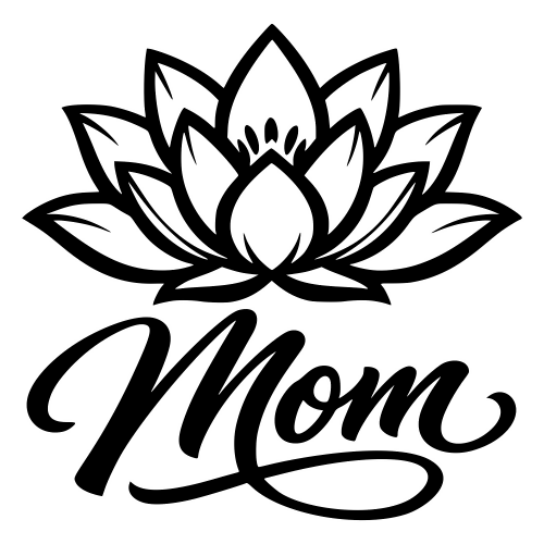 Lotus and Cursive Mom Design - Vector Graphics - Digital File Digital My Custom Designs PDF