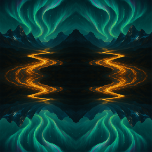 Nature and Landscape - Aurora Borealis Mountain Peaks With Glowing Rivers - Pattern - Digital File Digital My Custom Designs PDF