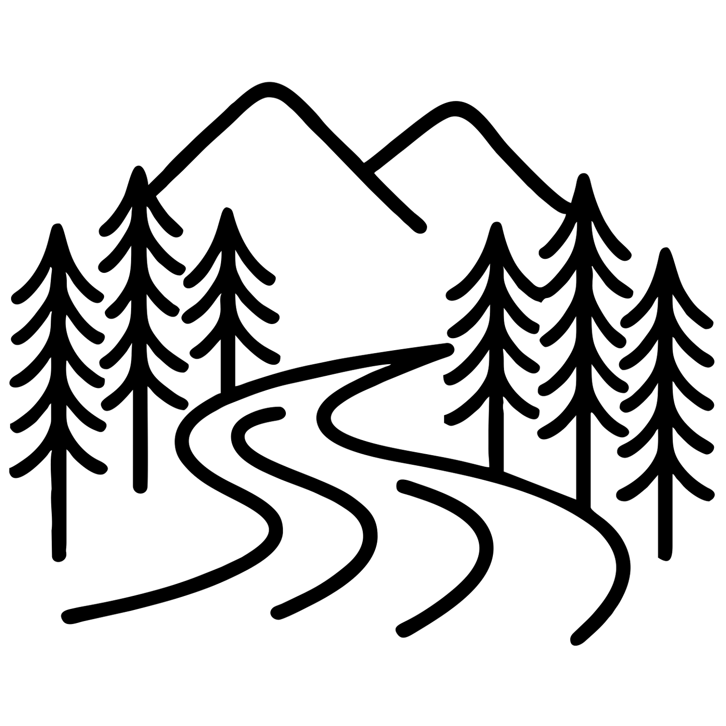 River With Pine Trees - Digital File - XCS Friendly Digital My Custom Designs PNG