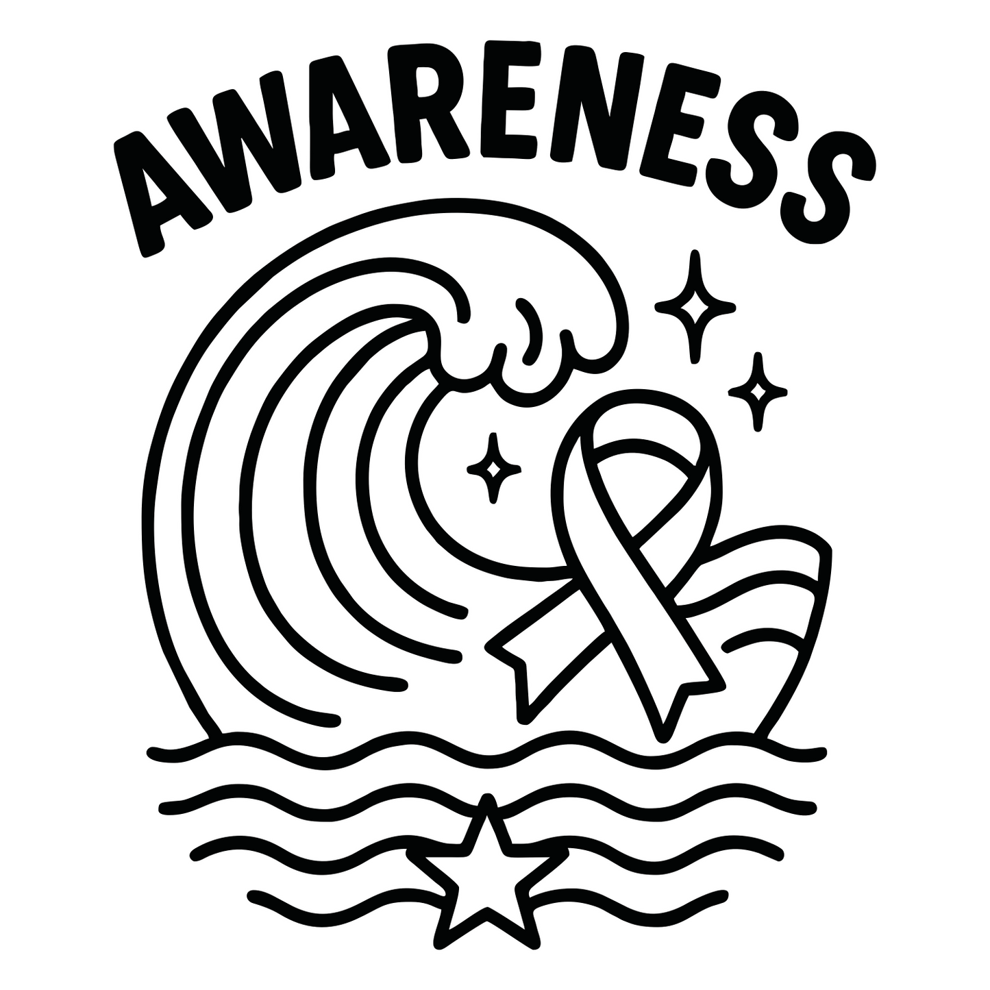 Ocean Wave Awareness - Digital File - XCS Friendly Digital My Custom Designs PNG