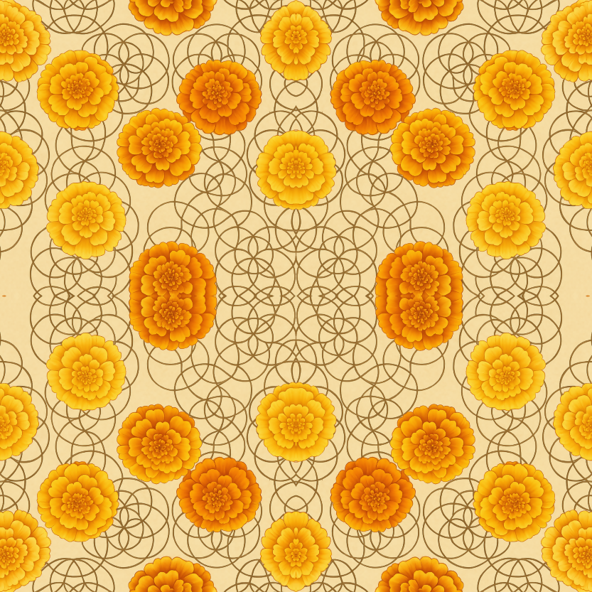 Floral Geometric Fusion - Abstract Marigolds Layered on Circle Lattices Pattern - Digital File Digital My Custom Designs PDF