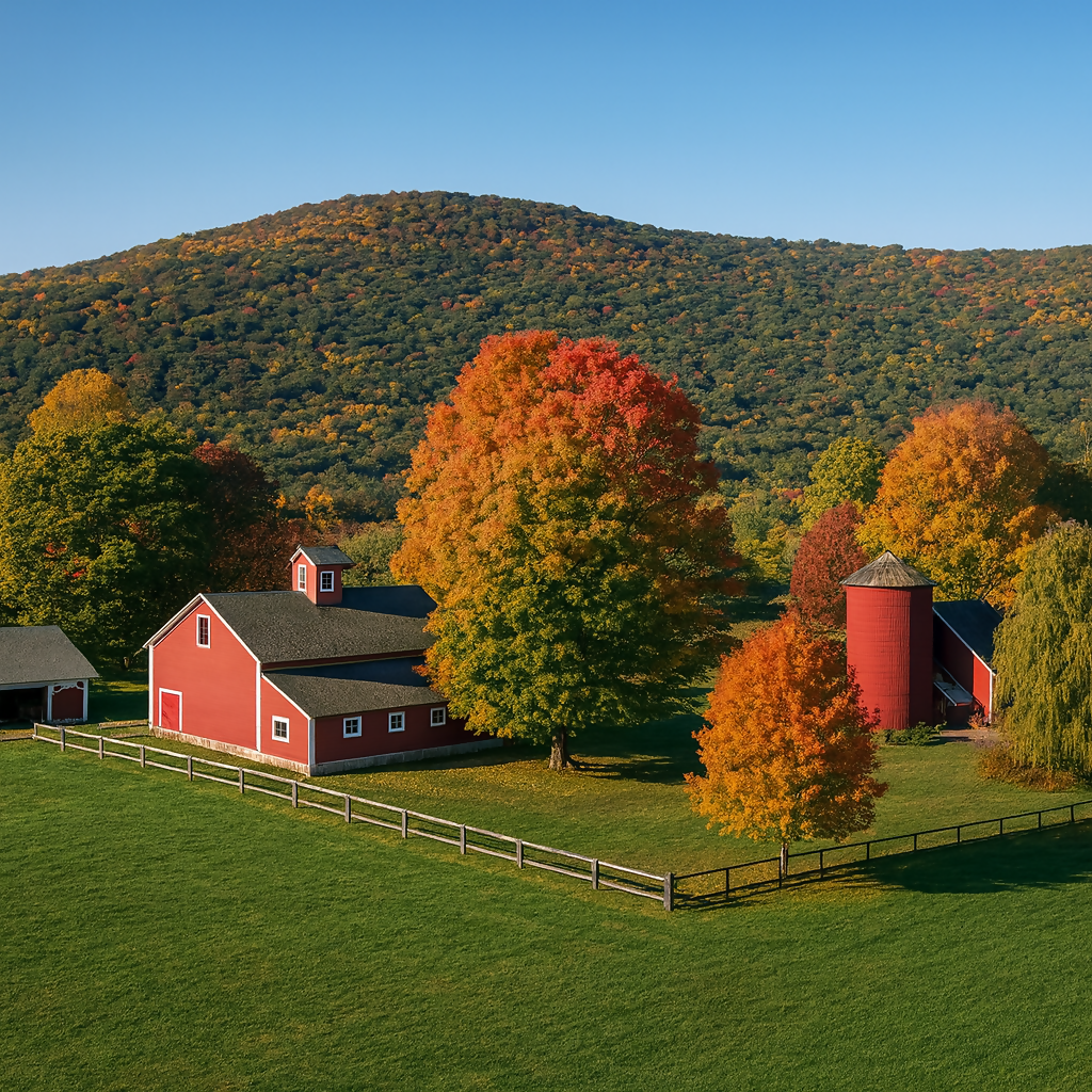 Red Barn and Silo - Litchfield Hills - Connecticut United States - Rendered - Digital File Digital My Custom Designs PDF