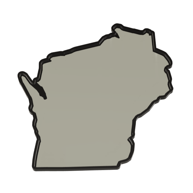 Wisconsin Wall Lightbox - United States - 3D Printed Product My Custom Designs