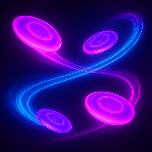Sports and Active Lifestyle - Ultraviolet Frisbees And Glowing Disc Trails - Pattern - Digital File Digital My Custom Designs PDF