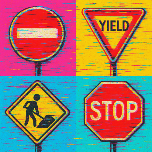 Industrial and Urban - Pop Art Traffic Signs With Glitch Effects - Pattern - Digital File Digital My Custom Designs PDF