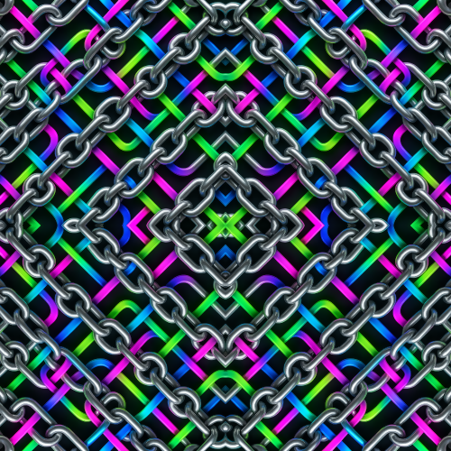 Luxury and Ornamental - 3D Metallic Chains Interwoven With Neon Ribbons - Pattern - Digital File Digital My Custom Designs PDF