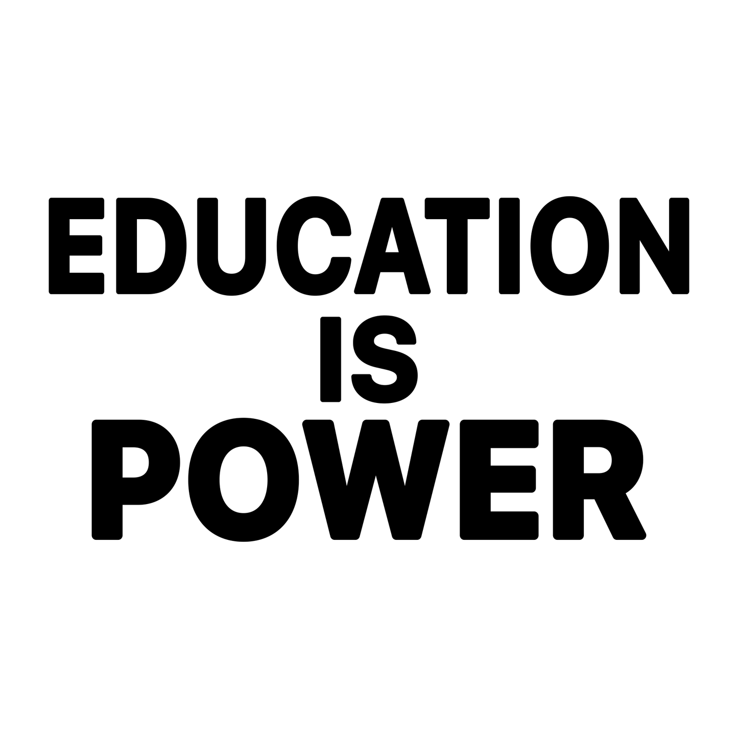 Education Is Power Text - Digital File - XCS Friendly Tumbler My Custom Designs PNG