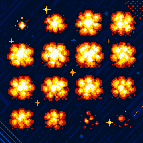 Vintage and Retro - 80s Arcade Coin Op Pixel Explosions - Pattern - Digital File Digital My Custom Designs PDF