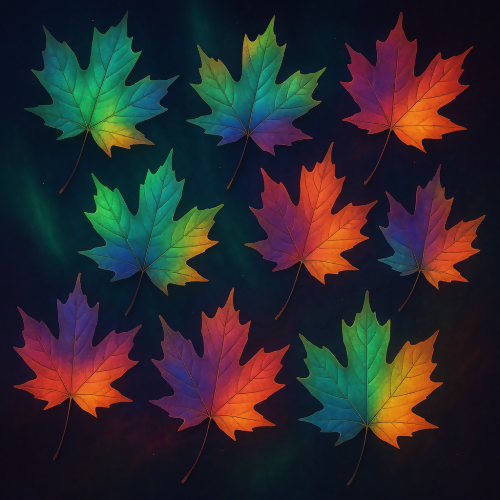 Holiday and Seasonal - Aurora Lit Maple Leaves For Fall - Pattern - Digital File Digital My Custom Designs PDF