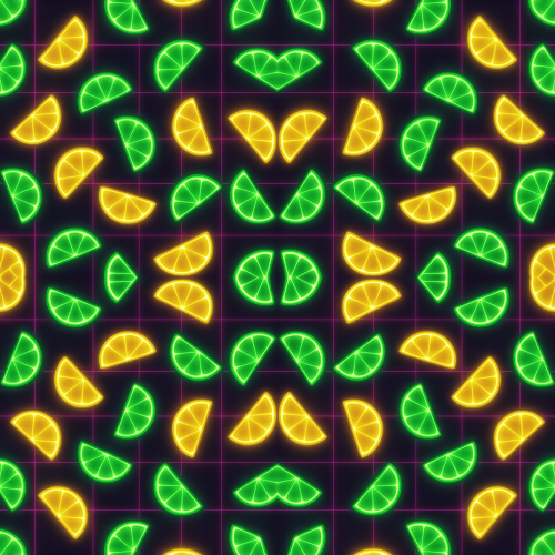 Food and Drinks - Glowing Lemon And Lime Wedges In Neon Grids - Pattern - Digital File Digital My Custom Designs PDF