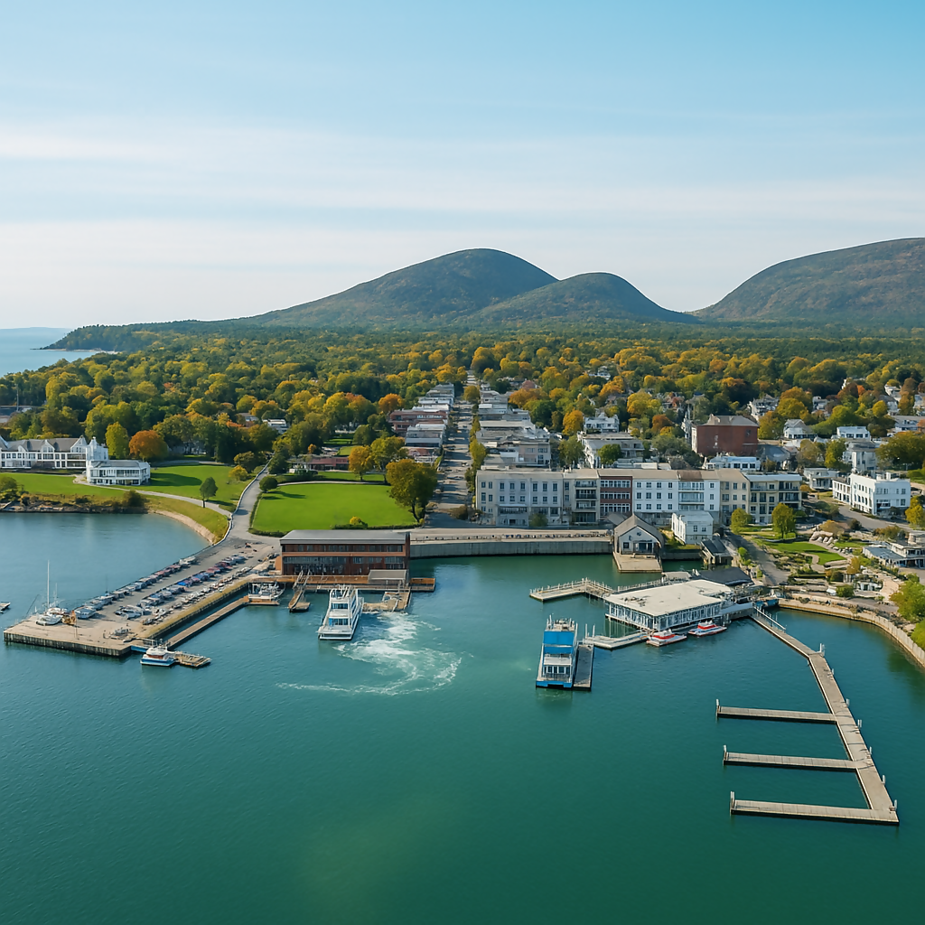 Frenchman Bay and Mount Desert Island - Bar Harbor Town - Maine United States - Rendered - Digital File Digital My Custom Designs PDF