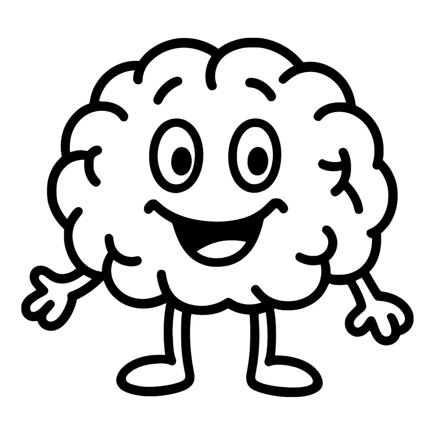 Cartoon Smiling Brain - Digital File - XCS Friendly Digital My Custom Designs PNG