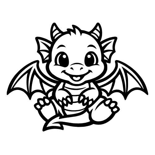 Baby Dragon with Wings - Vector Graphics - Digital File