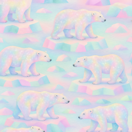 Holiday and Seasonal - Shimmering Polar Bears On Pastel Icebergs - Pattern - Digital File Digital My Custom Designs PDF