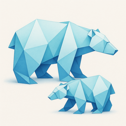 Animal and Wildlife - Origami Style Polar Bears With Gradient Blues - Pattern - Digital File Digital My Custom Designs PDF