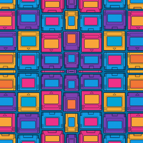 Gaming and Pop Culture - Retro Game Cartridges In 80s Colors - Pattern - Digital File Digital My Custom Designs PDF