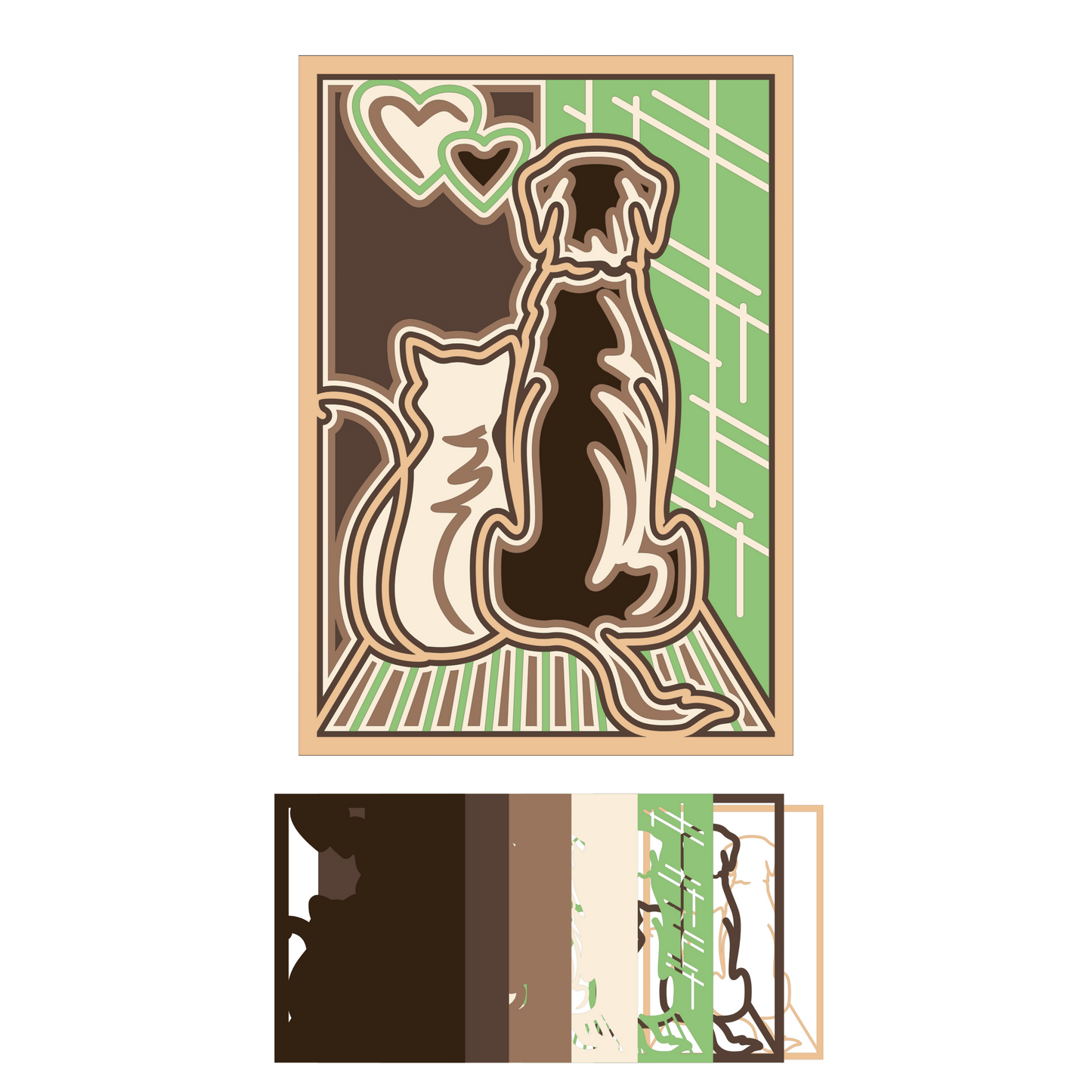 Cat & Dog - Layered Line Designs - Pets - Nature - Digital File Digital My Custom Designs