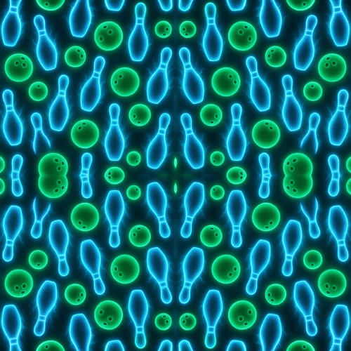 Sports and Active Lifestyle - Electric Bowling Pins And Glowing Balls - Pattern - Digital File Digital My Custom Designs PDF