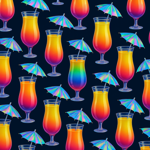Food and Drinks - Gradient Cocktails With Holographic Umbrellas - Pattern - Digital File Digital My Custom Designs PDF