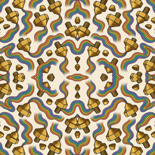 Technology and Digital - 3D Printer Nozzles With Rainbow Filament Trails - Pattern - Digital File Digital My Custom Designs PDF