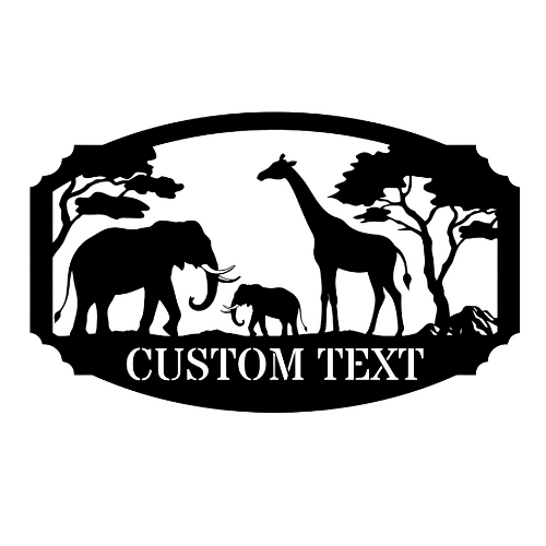 Elephant Giraffe Custom Text - Wall / Home Decor - Digital File Digital My Custom Designs ZIP File