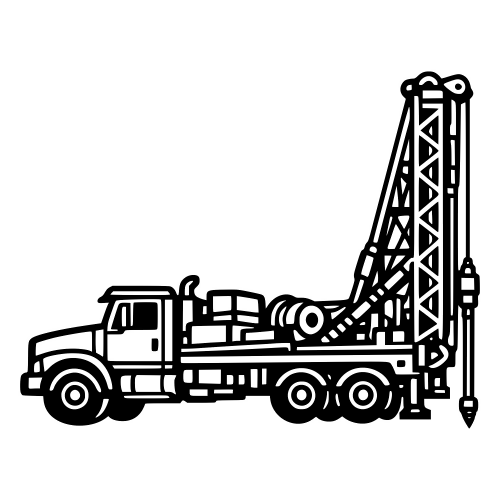 Drilling Truck with Rig Illustration - Vector Graphics - Digital File Digital My Custom Designs PDF
