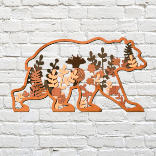 Boho Bear Wall Art Décor decoration My Custom Designs Rust 6" x 12" Acrylic