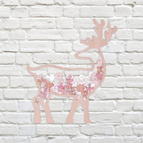 Boho Deer Wall Art Décor decoration My Custom Designs Pink 8" x 8" Bass Wood