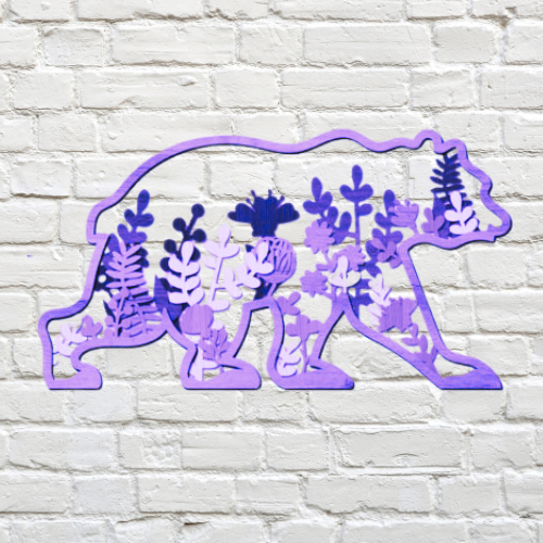 Boho Bear Wall Art Décor decoration My Custom Designs Light Purple 6" x 12" Acrylic