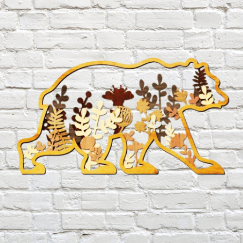 Boho Bear Wall Art Décor decoration My Custom Designs Vanilla 6" x 12" Acrylic