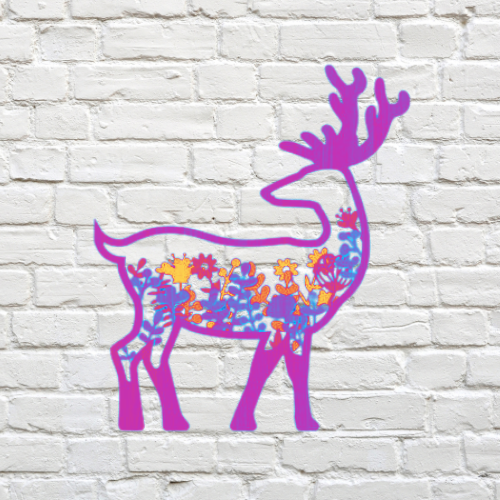 Boho Deer Wall Art Décor decoration My Custom Designs Purple 8" x 8" Bass Wood