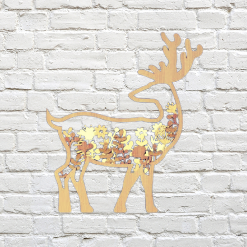 Boho Deer Wall Art Décor decoration My Custom Designs Vanilla 8" x 8" Bass Wood