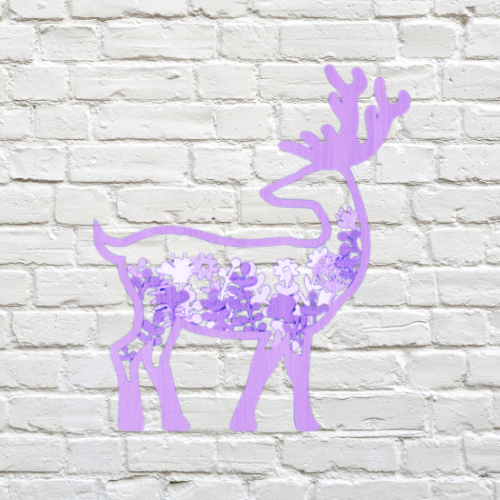 Boho Deer Wall Art Décor decoration My Custom Designs Light Purple 8" x 8" Bass Wood