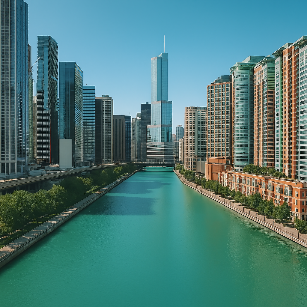 Chicago River - Magnificent Mile - Illinois United States - Rendered - Digital File Digital My Custom Designs PDF