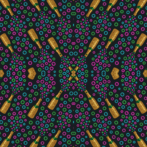 Food and Drinks - Glittering Champagne Bottles Popping Neon Bubbles - Pattern - Digital File Digital My Custom Designs