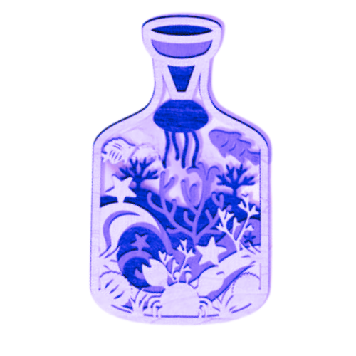 Layered 3D Sea Life Bottle Wall Décor decoration My Custom Designs Purple Bass Wood 9" x 4.5"