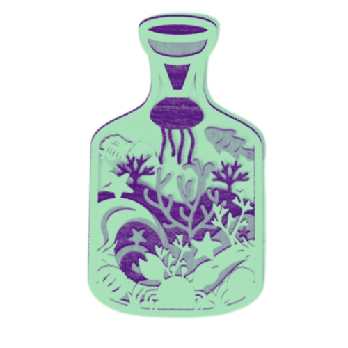 Layered 3D Sea Life Bottle Wall Décor decoration My Custom Designs Teal Bass Wood 9" x 4.5"