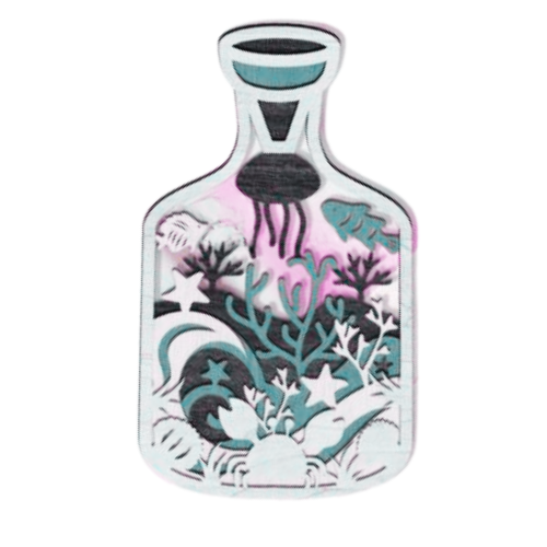 Layered 3D Sea Life Bottle Wall Décor decoration My Custom Designs
