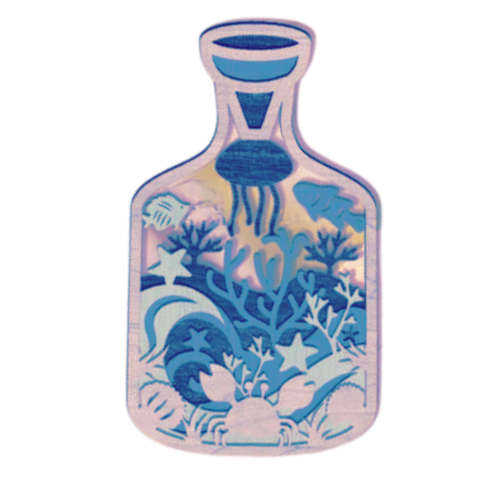 Layered 3D Sea Life Bottle Wall Décor decoration My Custom Designs Coral Bass Wood 9" x 4.5"