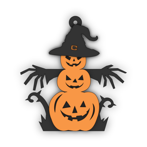 Pumpkin Scarecrow Earring Layered Keychain Design - Digital File Digital My Custom Designs SVG