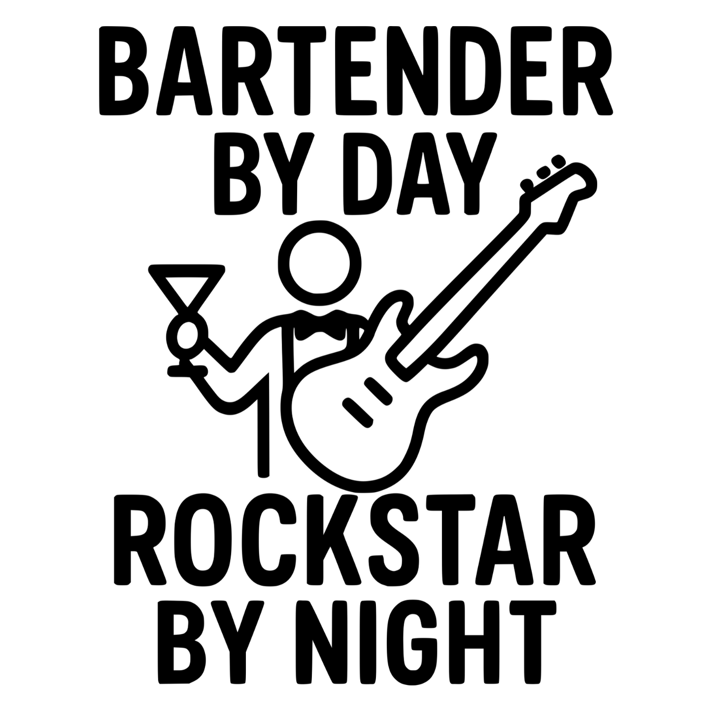 Bartender By Day Rockstar By Night - Digital File - XCS Friendly Tumbler My Custom Designs PNG